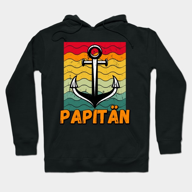 Papitän Papa Kapitän Anker Segeln Vintage Herren Hoodie by Foxxy Merch